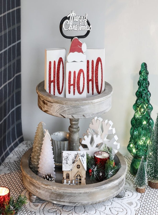 KORMMCO Ho Wood Christmas Blocks for Table & Party Decor - Xmas Wooden Tabletop Signs 4 Pieces (White) - Image 5